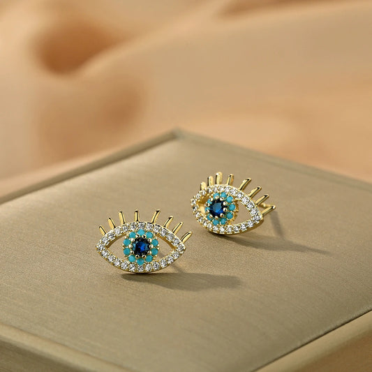 Simple Blue Eye Earrings