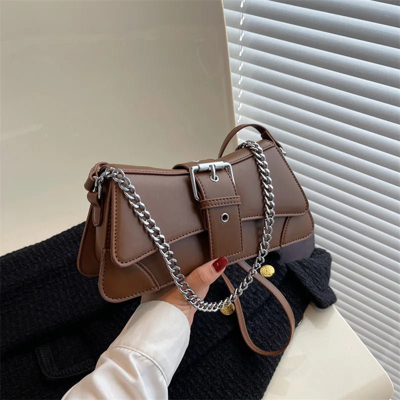 Solid color Chain Shoulder Bag