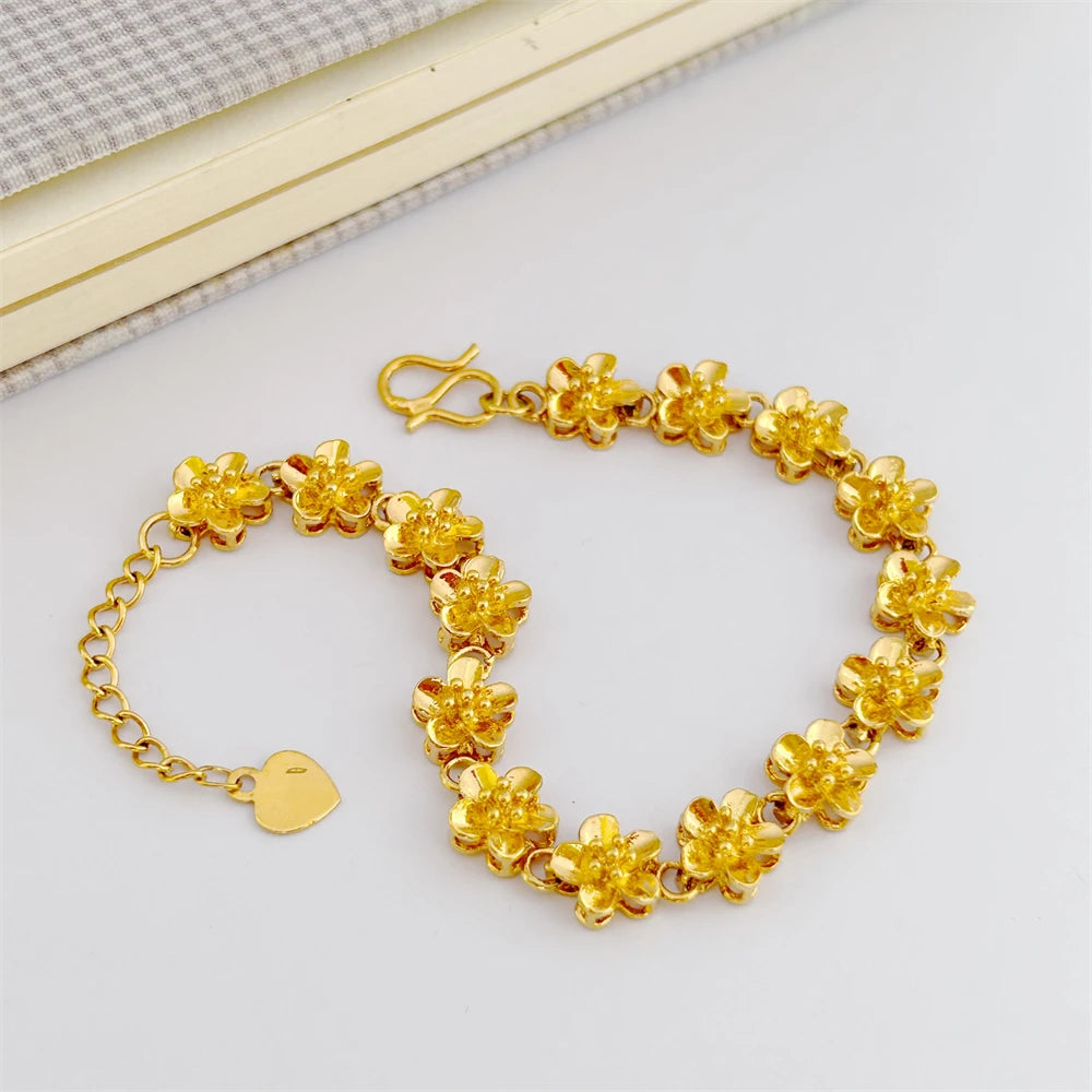 Gold Plated Flower Chain Bracelet