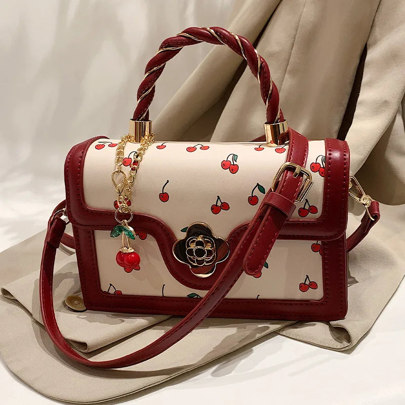 Sweet Cherry Square Crossbody Bag