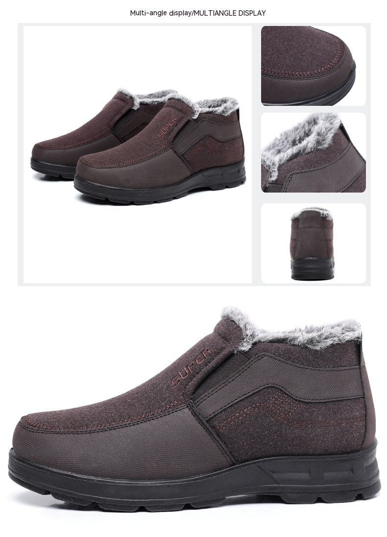 Men's Cotton Shoes Fleece-lined Warm Middle-aged And Elderly