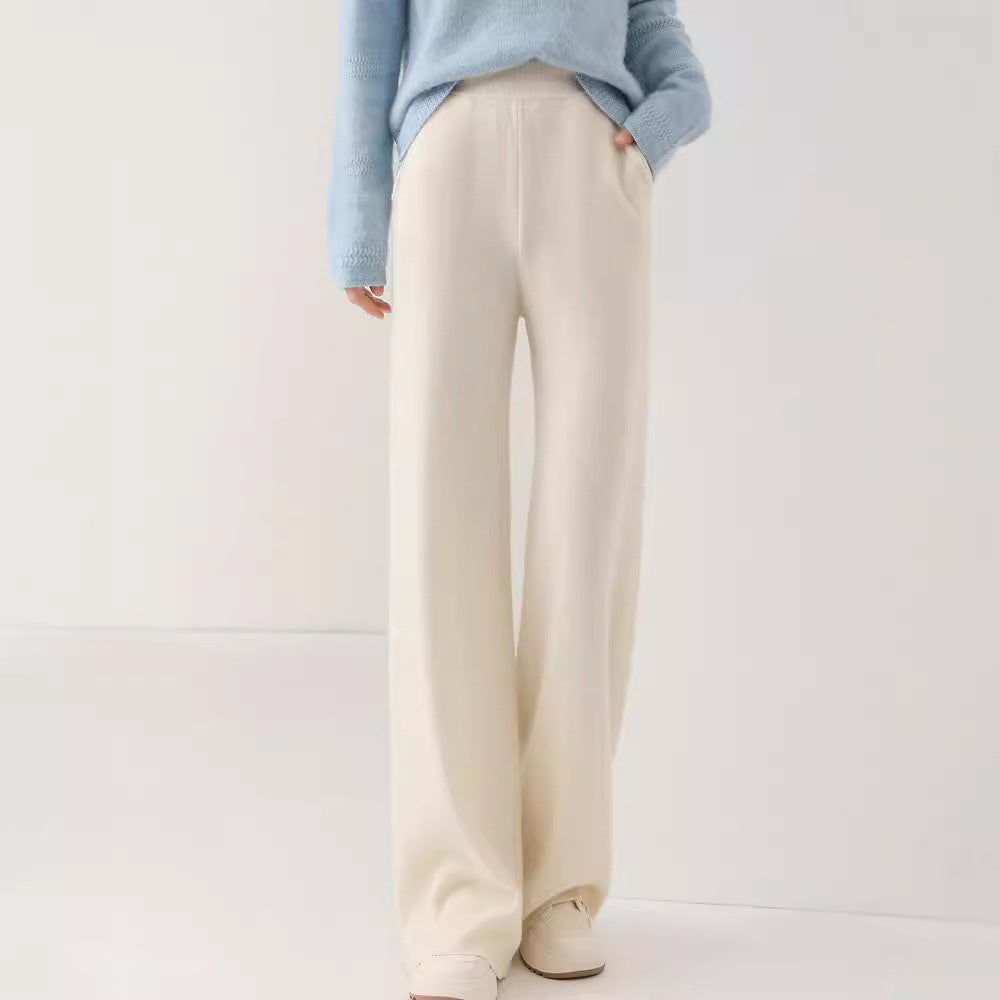 High Waist Casual All-match Knitted Mop Trousers Thickened