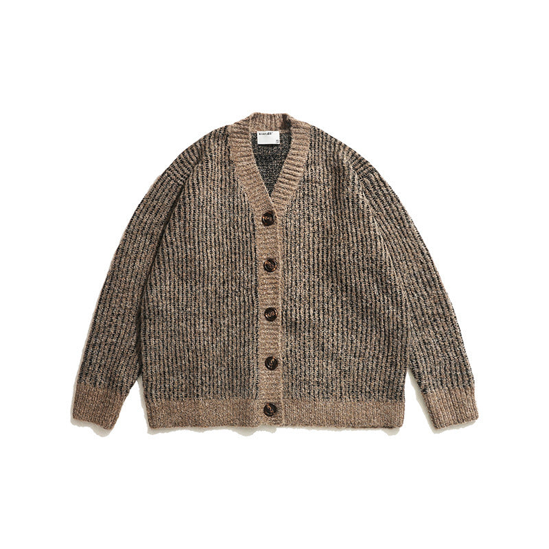 V-neck Knitted Cardigan Retro Casual Sweater Coat For Men