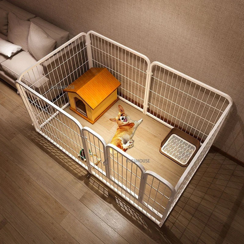 Modern Simple Wrought Iron Pet Fence Dog Cage Small And Medium Size Dog Teddy Corgi Isolation Door Indoor Guardrail Fence Kennel