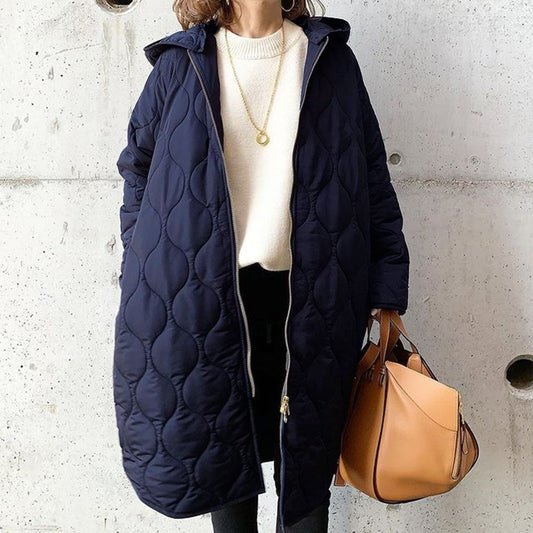 Autumn And Winter New Diamond Lattice Hooded Cotton Coat Jacket Women's Top