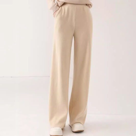 High Waist Casual All-match Knitted Mop Trousers Thickened