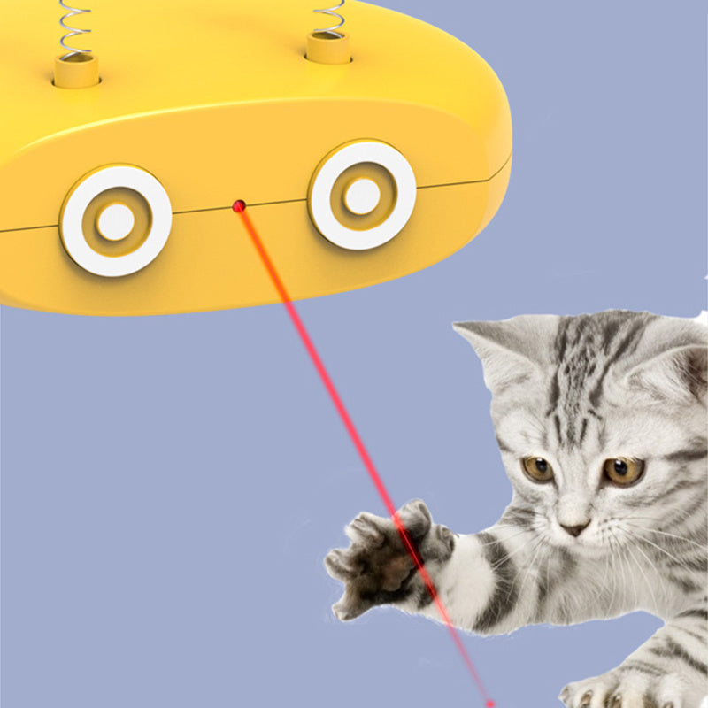 Electric Robot Laser Cat Toy USB Charging Feather Teasing Cat Stick Rechargeable Intelligent Funny Pet Toys