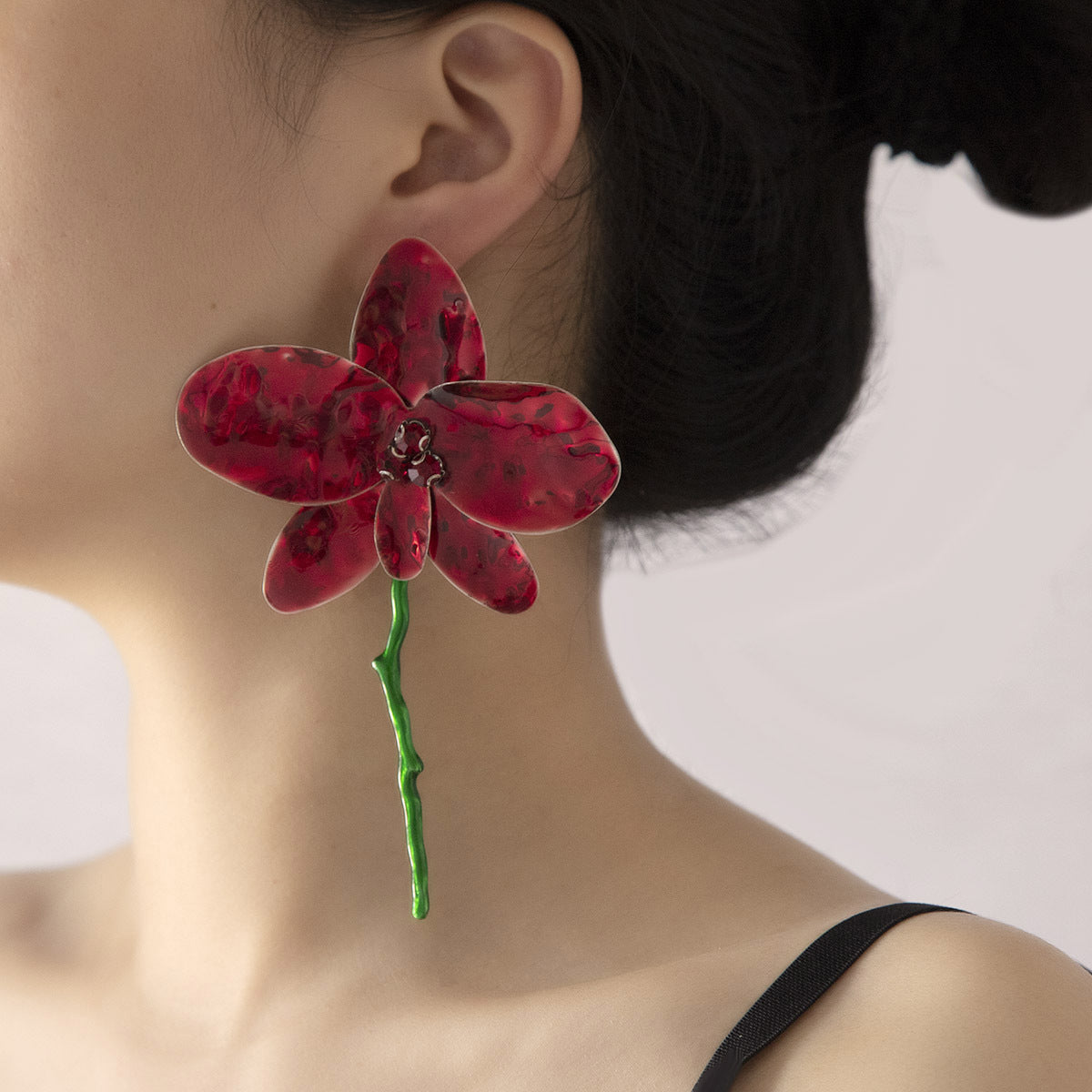 Spanish Hot Girl Style Exaggerated Dripping Enamel Light Luxury Large Flower Eardrops